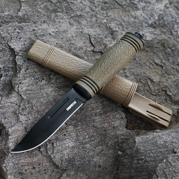 9" Tactical Fixed Blade Knife With Non-Slip Handle and Sheath